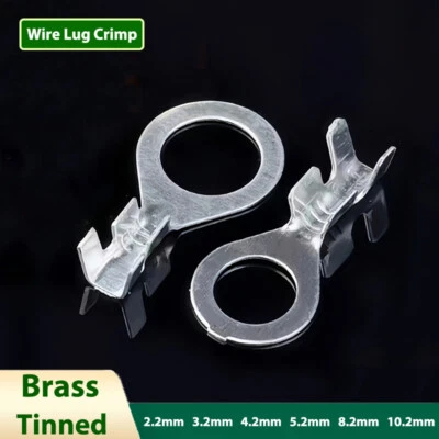 Wire Lug Crimp Connector Terminal Block Tinned Brass Cable Crimps Press Splice - Image 1 of 4