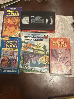 VINTAGE WINNIE THE POOH VHS Lot Bundle With Book - Image 1 of 4