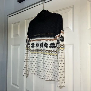 Maurices Waffle Knit Mixer Tee Top Sweater Size Small Fair Isle Mock Neck - Picture 1 of 8
