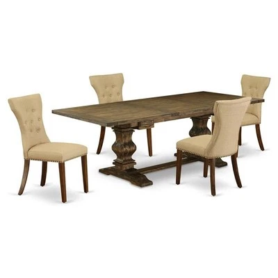 East West Furniture Lassale 5-piece Wood Dining Table and Chair Set in Brown - Image 1 of 4