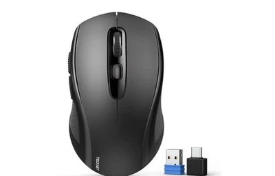 TECKNET Bluetooth Mouse, 4000DPI Wireless Mice For Laptop 2-In-1(Black) - Image 1 of 3
