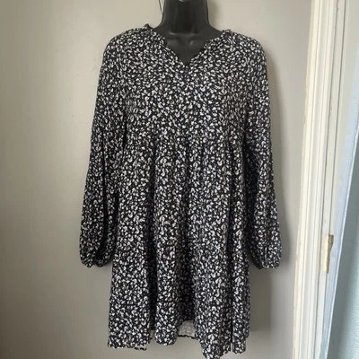 Vestido ZARA Niñas Talla 13-14 Azul Marino Ditsy Floral Corto Cottage Prairie Boho Foto 1 de 4