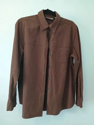 Camisa De Colección Karen Scott Marrón Chocolate Cazadora MEDIANA Abotonada Imitación Gamuza Foto 1 de 4