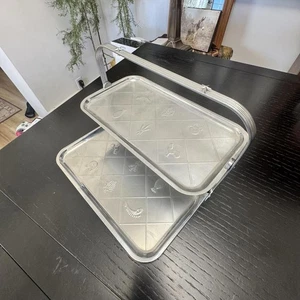 Vintage MCM folding 2-Tier Serving Tray Mid-Century Server | Cottagecore Décor - Picture 1 of 8