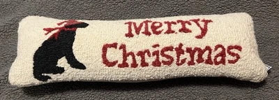 CHANDLER 4 ESQUINAS Laura Megroz Negro Labrador Laboratorio Perro Navidad Lana Almohada 24” Foto 1 de 4