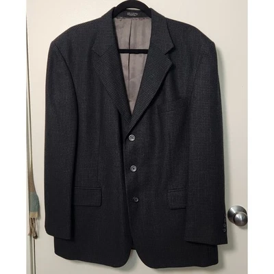 Oscar de la Renta Blue Check Wool 44S Sports Coat Blazer Lined Preppy Classic - Image 1 of 4