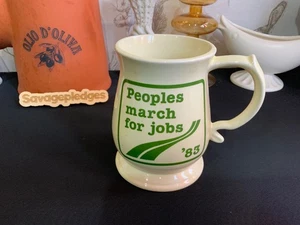 VINTAGE RARE MUG CUP PEOPLES MARCH FOR JOBS LIVERPOOL HISTORY 1983 LONDON SYLVAC - Picture 1 of 15
