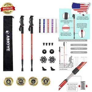 Collapsible Hiking Poles - Adjustable Aluminum Trekking Sticks 2pk - Picture 1 of 9