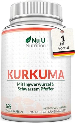 Kurkuma Kapseln Hochdosiert - 365 Vegane Stk - 1 Jahr Vorrat - 720mg Curcuma - Bild 1 von 4