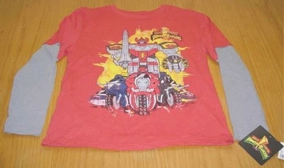 Power Rangers LS Autobot 红色复古风格 T 恤男孩 L 12/14 全新/标签 — 第 1/3 张图片