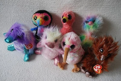 TY Beanie Boos 7 Birds Bundle Ostrich Orson Toucan Beak Kiwi Flamingo with Tag - Image 1 of 2