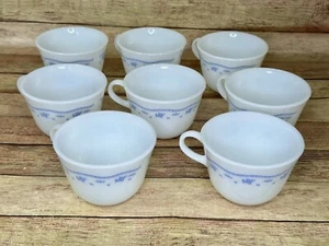 CORNING CORELLE  PYREX MORNING BLUE COFFEE TEA CUPS / MUGS SET OF 8 VINTAGE - Picture 1 of 8