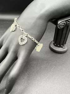 925 Italien Silber Herzen Bettelarmband 7,5 Zoll - Bild 1 von 8