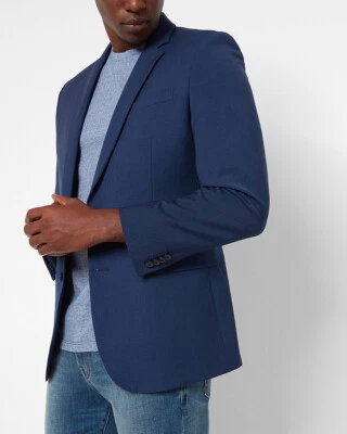 CHAQUETA DE TRAJE NUEVA EXPRESS $298 AZUL DELGADA MODERNA TÉCNICA TALLA 46L Foto 1 de 4