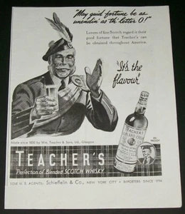 Anuncio impreso arte efímero original 1942 Teacher's Highland crema whisky escocés - Imagen 1 de 1