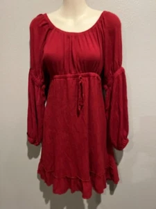 Abito contadino donna vintage JODY California bordeaux manica lunga made in USA taglia S - Foto 1 di 7