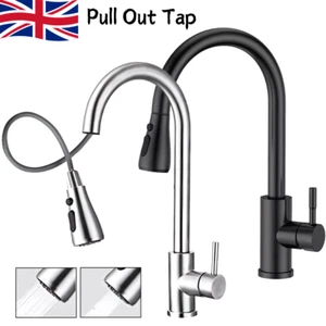 360° Kitchen Sink Mixer Taps Pull Out Spout Spray Single Lever Modern Mono Tap - Picture 1 of 12