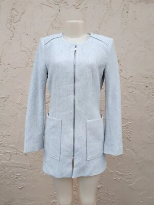 ZARA Woman Gray FROCK COAT WITH POCKETS Long Sleeves Zip Size XS  4175 - Image 1 of 4