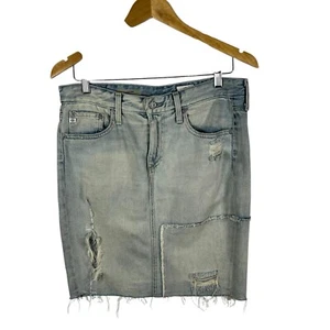 AG Adriano Goldschmied Skirt Womens 28 Denim Erin Pencil Blue Jean Distressed - Picture 1 of 8