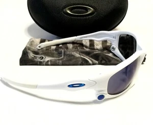 OAKLEY SPLIT JACKET SUNGLASSES White / Metallic Blue Icons Violet Iridium Lenses - Picture 1 of 7