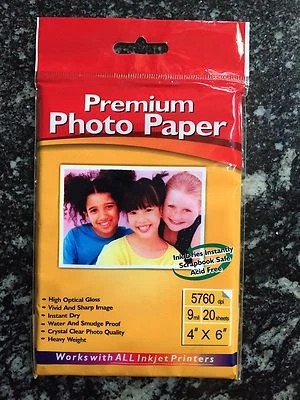 Papel Fotográfico Premium 20 Hojas/Inyección de Tinta Alto Brillo Óptico Nuevo Precintado Foto 1 de 4