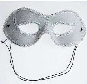Masquerade Half Mask - White/Silver - Costume Accessory- Adult Teen - Picture 1 of 1