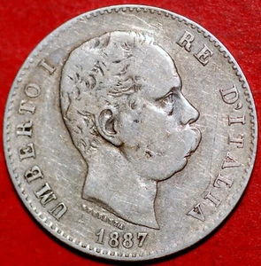 Regno Italia 1 Lira 1887 Umberto I Roma KM#24.2 Silver - Picture 1 of 2