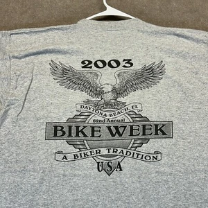 Bike Week 2003 Vintage T Shirt Fits as Mens Large Gray Daytona Beach 62nd Annual - Picture 1 of 8