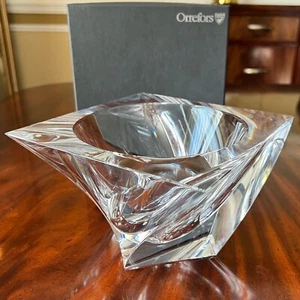 Orrefors TORNADO Square Bowl 6 7/8" (7") Jan Johansson Swirl Design MIB - Picture 1 of 12