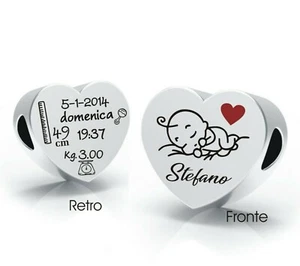 Regalo NASCITA charm argento personalizzabile per braccialetto bimbo bimba - Foto 1 di 1