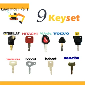 9pcs Master Plant Keys Excavator Dumper Truck JCB Case Komatsu CAT Hitachi Lucas - Picture 1 of 3