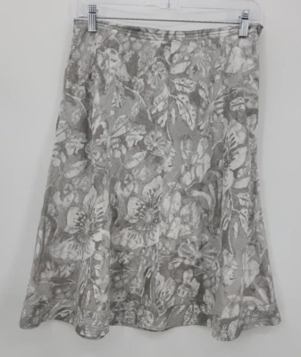 Falda Royal Robbins Mujer 6 Gris Blanco Floral Acampanada Romántica Femenina Algodón Foto 1 de 4
