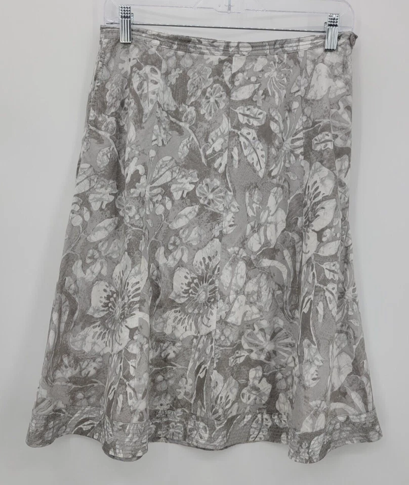 Falda Royal Robbins Mujer 6 Gris Blanco Floral Acampanada Romántica Femenina Algodón Foto 1 de 4