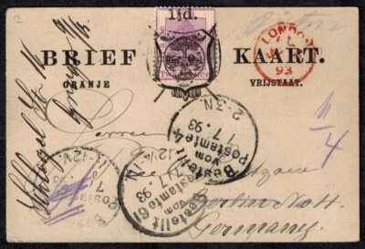 Orange Free State 1892 1 1/2d Type P1 Purple Commercial Postcard VERY RARE - Image 1 of 3