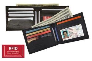 Cartera plegable de cuero con bloqueo RFID para hombre con soporte de bolsillo frontal para tarjeta de crédito - Imagen 1 de 15