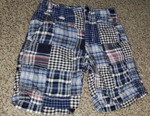 New Gap Kids 6 Slim BLUE Madras PATCHWORK Plaid SHORTS  boy - Picture 1 of 4