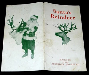 SANTA'S REINDEER early 1900s UNIQUE CHRISTMAS PICTORIAL BOOKLET OREGON JOURNAL - Picture 1 of 2