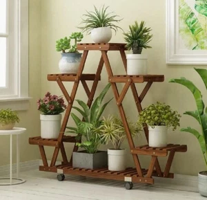 Wooden Plant Stand Shelf Indoor Outdoor Flower Pot Display Rack Multi-Tier Ladde - Picture 1 of 7