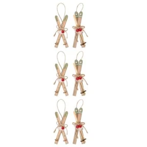 6 Stück nordische Holzschlitten-Ornamente für Weihnachtsbäume und Restaurants, - Bild 1 von 12