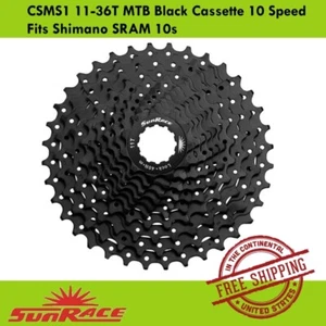SunRace CSMS1 11-36T MTB Black Cassette 10 Speed Fits Shimano SRAM 10s - Picture 1 of 2