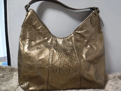 Bolso de Hombro Hobo PM2 DE COLECCIÓN Rolf's Cuero Genuino Metálico Bronce Detalle Recortado Foto 1 de 4