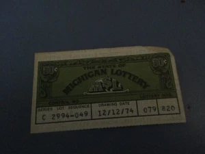 Boleto de lotería Michigan 1974 vintage - Imagen 1 de 3