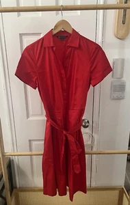 Brooks Brothers Women's Red Signature A-line Cotton Shirt Dress w/belt Size 4 - Picture 1 of 3