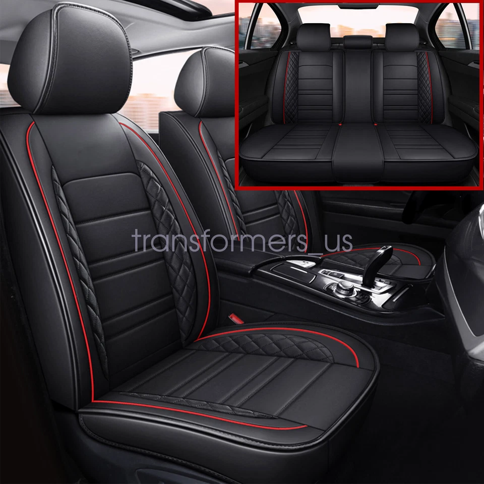 Faux Leather Car Seat Covers Front & Rear Full Set For 2009-18 Hyundai Santa Fe - Image 1 of 4