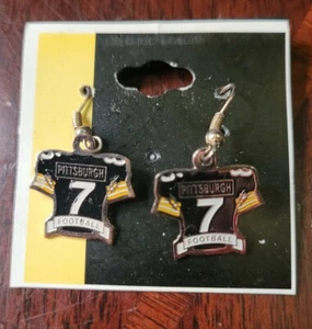Pittsburgh Steelers Rothlisberger 7 Jersey Dangle Earrings - Picture 1 of 2