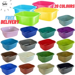11 Litr Rectangular Washing Up Bowl Plastic Kitchen Basin Sink Dish Cutlery Tidy - Picture 1 of 143