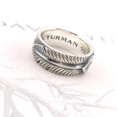 Anillo banda pluma frontera 10 mm plata esterlina David Yurman para hombre talla 8,5 Foto 1 de 4