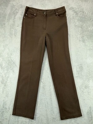 Mujer 4 Pantalones Rafaela Marrón Ponte Chino Frente Plano Pierna Recta 32x32 tiro medio Foto 1 de 4