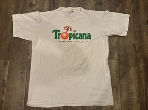 Vintage 1990s TROPICANA Summer Promo White Single Stitch T-shirt LG - Picture 1 of 4