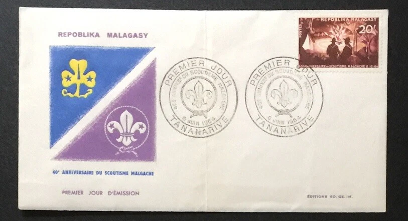 Scouting 40th Anniversary Vintage 1964 Madagascar Commemorative F.D.C. - Image 1 of 2